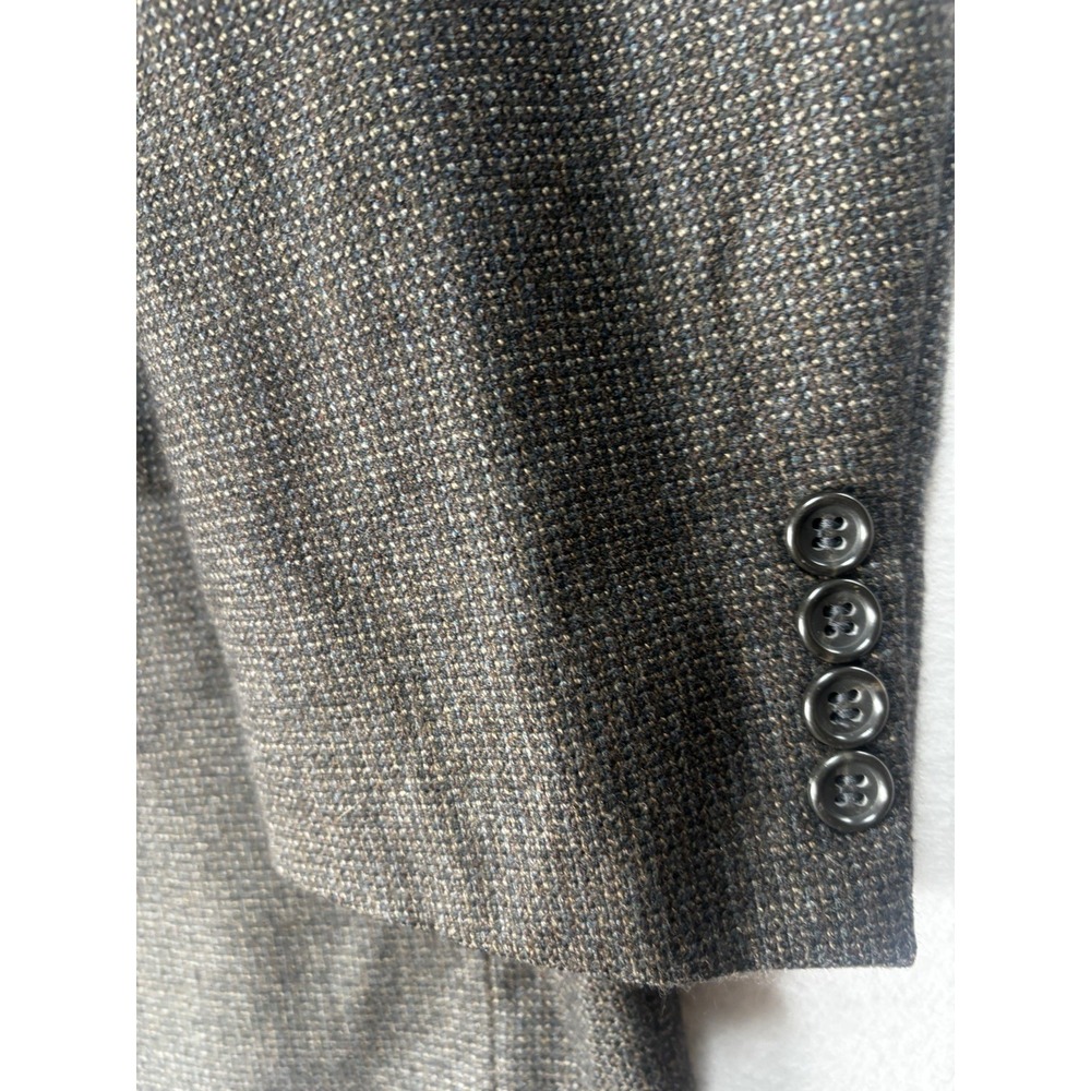 Joseph & Feiss 56L Brown Houndstooth 100% Lambs Wool Blazer Jacket Sport Coat - Picture 4 of 13